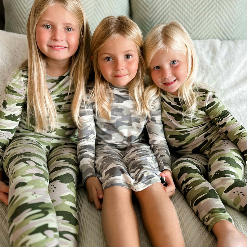 Grey Camo Bamboo Girls' Long Sleeve Dress