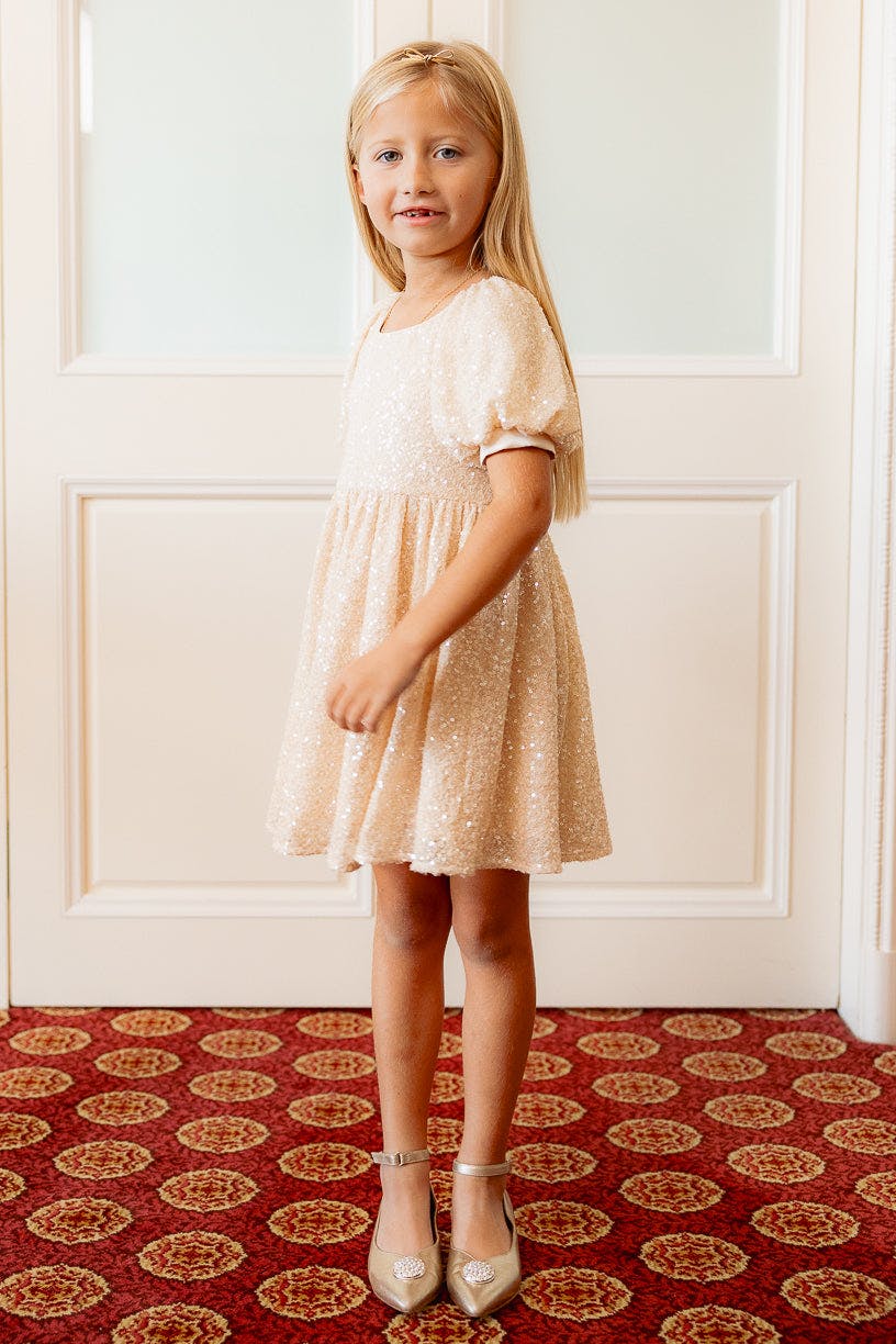 Mini Marisol Dress in Cream Sequin