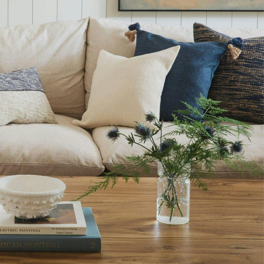 Coastline Blue & Beige Nautical Texture Throw Pillow
