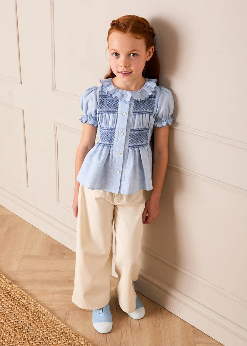 Soft Cotton Wide Leg Trousers in Cream (2-12yrs)