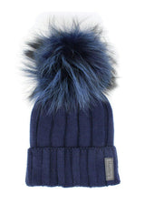 Ribbed Merino Wool Faux Fur Pom Pom Hat