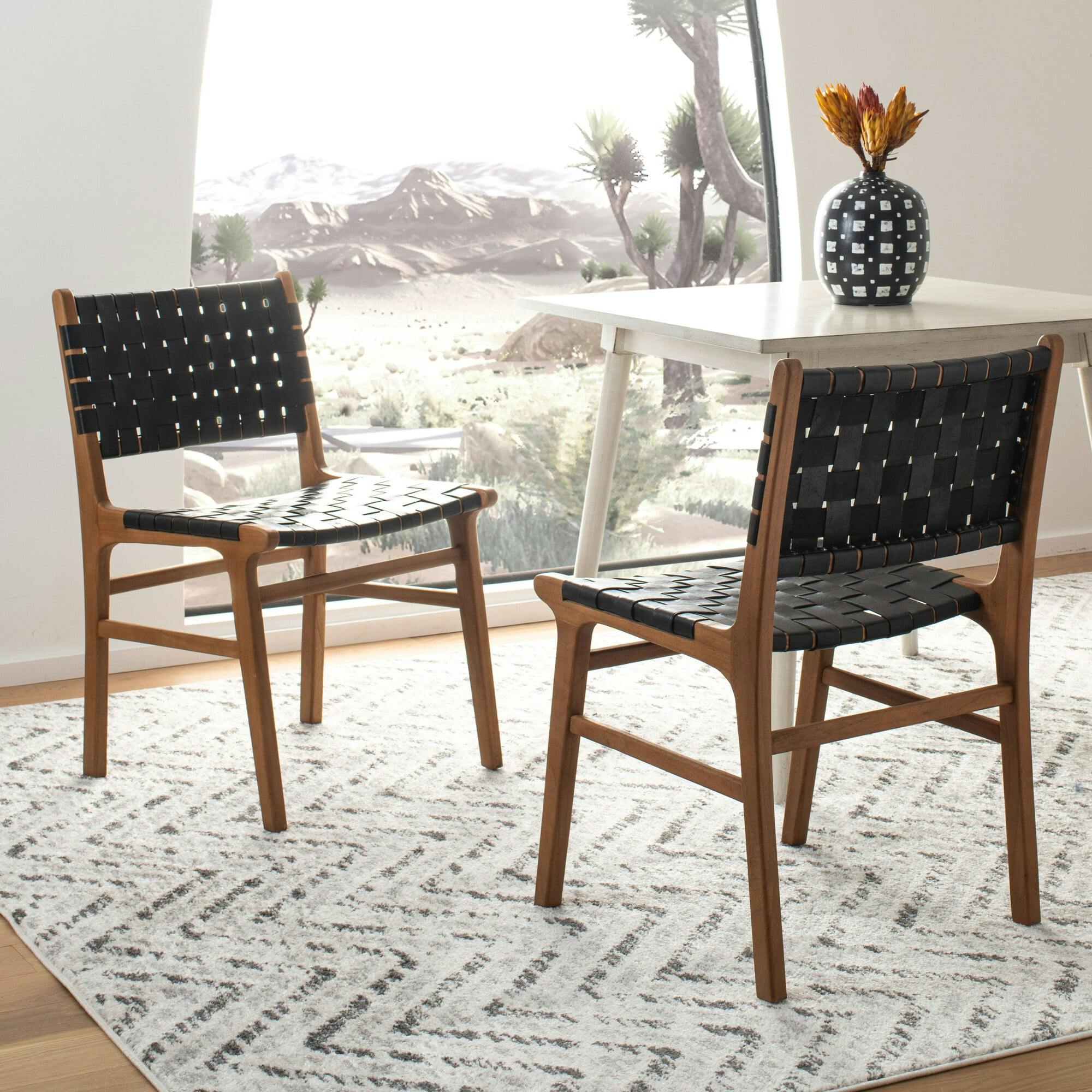 Taika Woven Leather Accent Chair