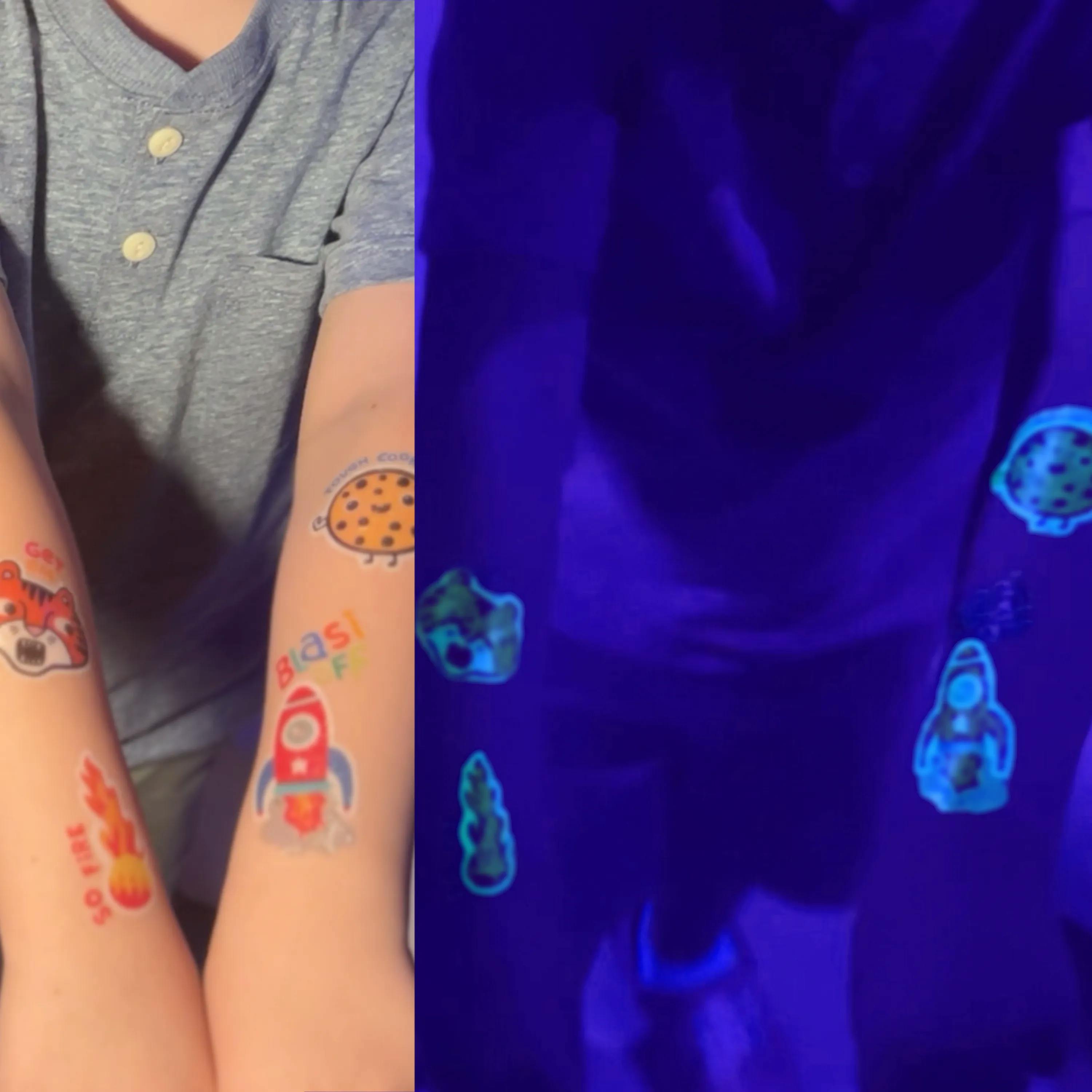 Tattoo-Palooza Glow in the Dark Temporary Tattoos - Zero Gravity Dinos - 3 Sheets