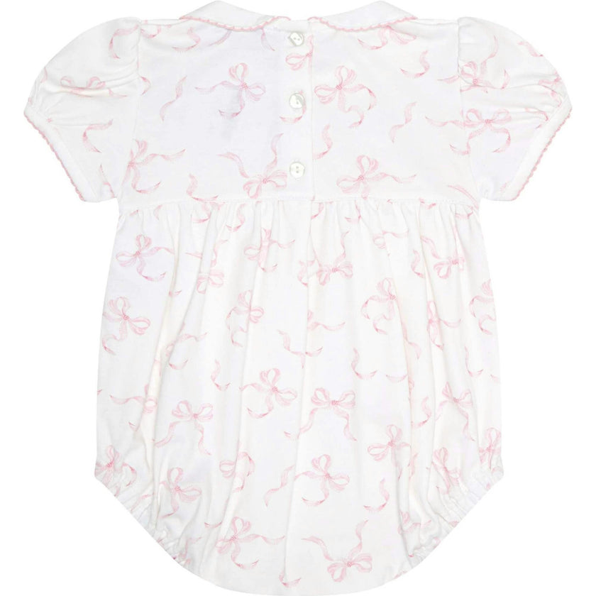 Charming Bows Print Smocked Bubble