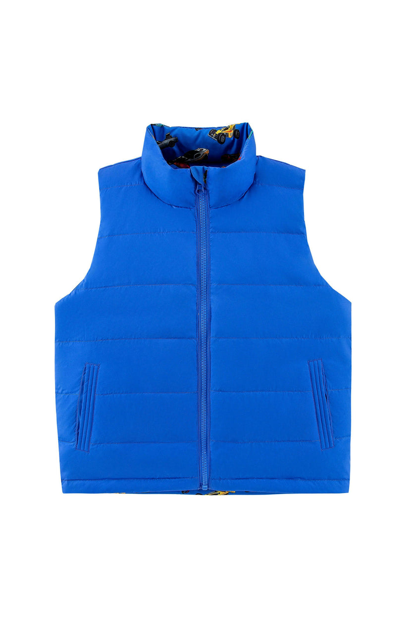 Casey Reversible Lightweight Down Puffer Vest, Blue Hot Rod