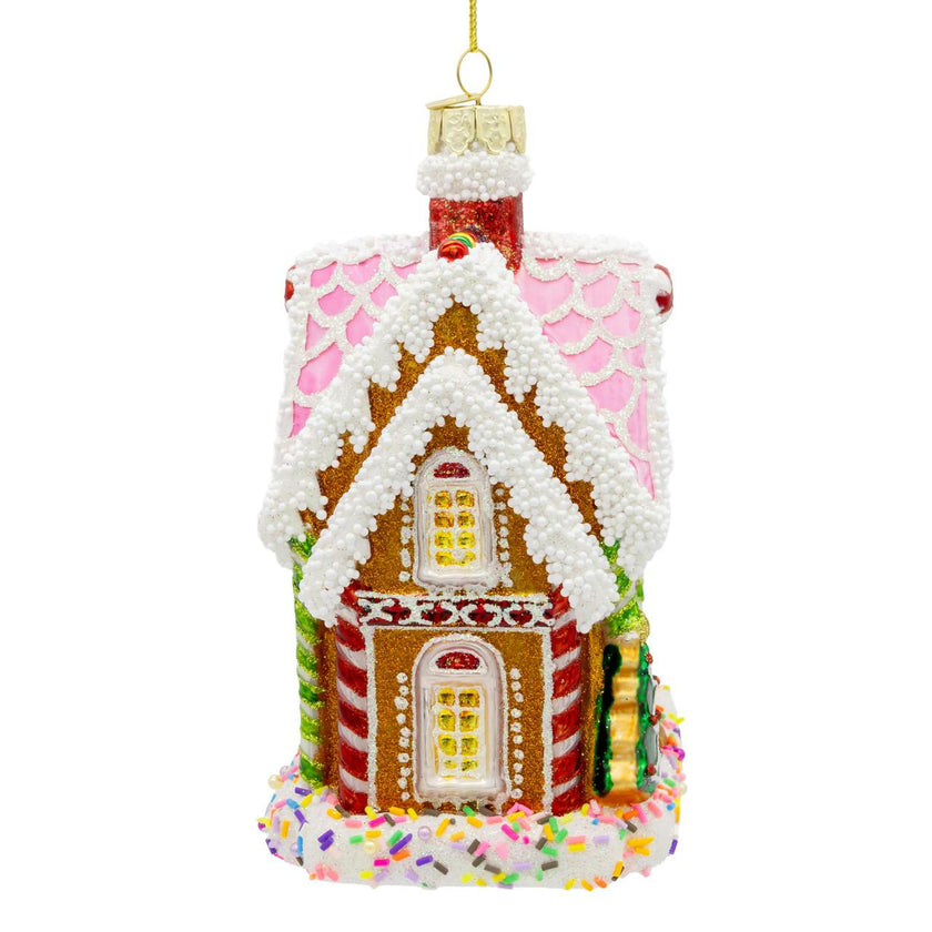 Kurt Adler Bellissimo Glass Gingerbread House Ornament