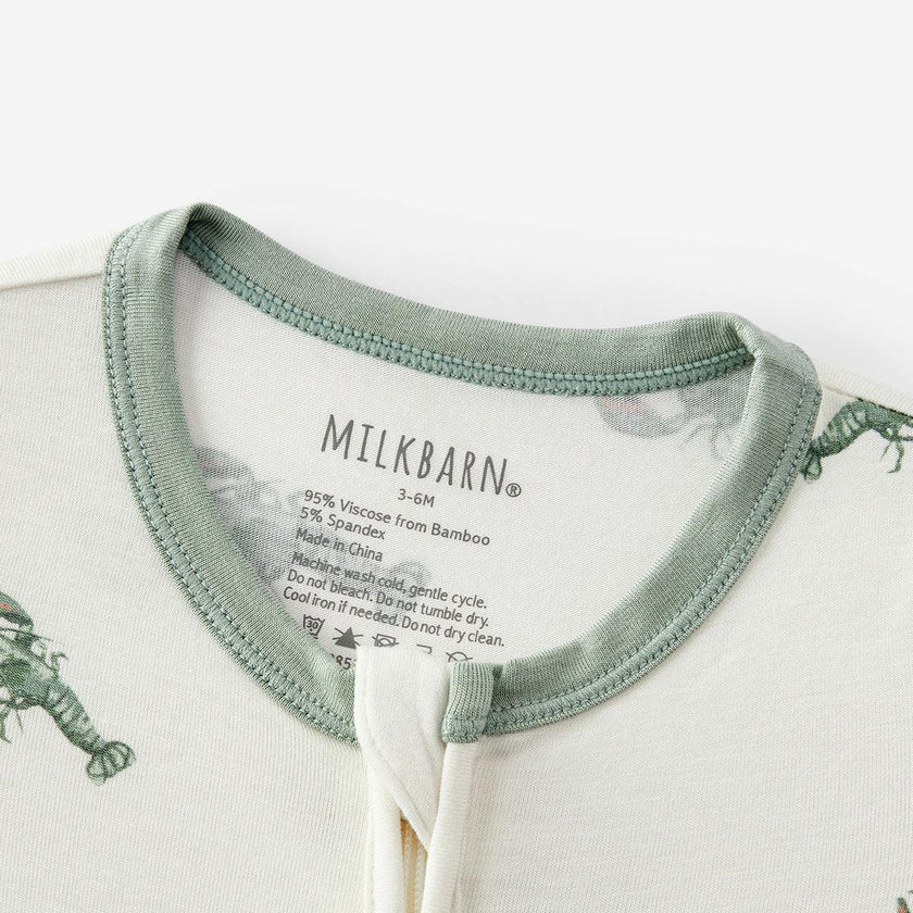 Mint Lobster Luxe Stretch Zipper Footed Romper
