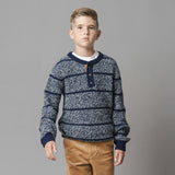 Organic Sweater Henley with Elbow Patches