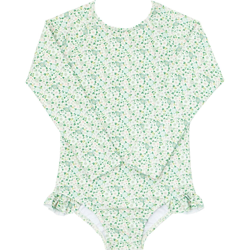 Girls Sea Marsh Floral Rashguard One Piece
