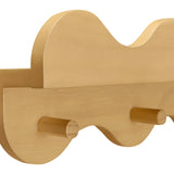 Lido Wave Bookshelf with Hooks in Honey