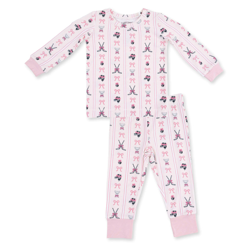 Megan's Bowtiful Hockey Stripe - Long Sleeve Loungewear Set