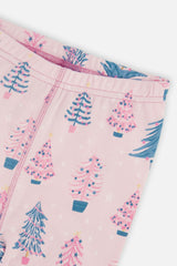 Organic Cotton Two Piece Pajama Set Pink Tree Print