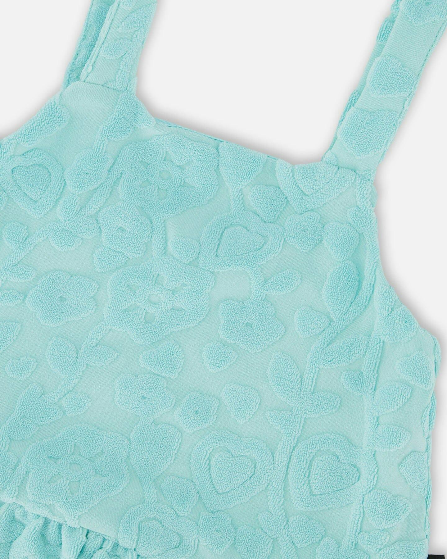 Terry Tank Top With Shorts Set Light Blue