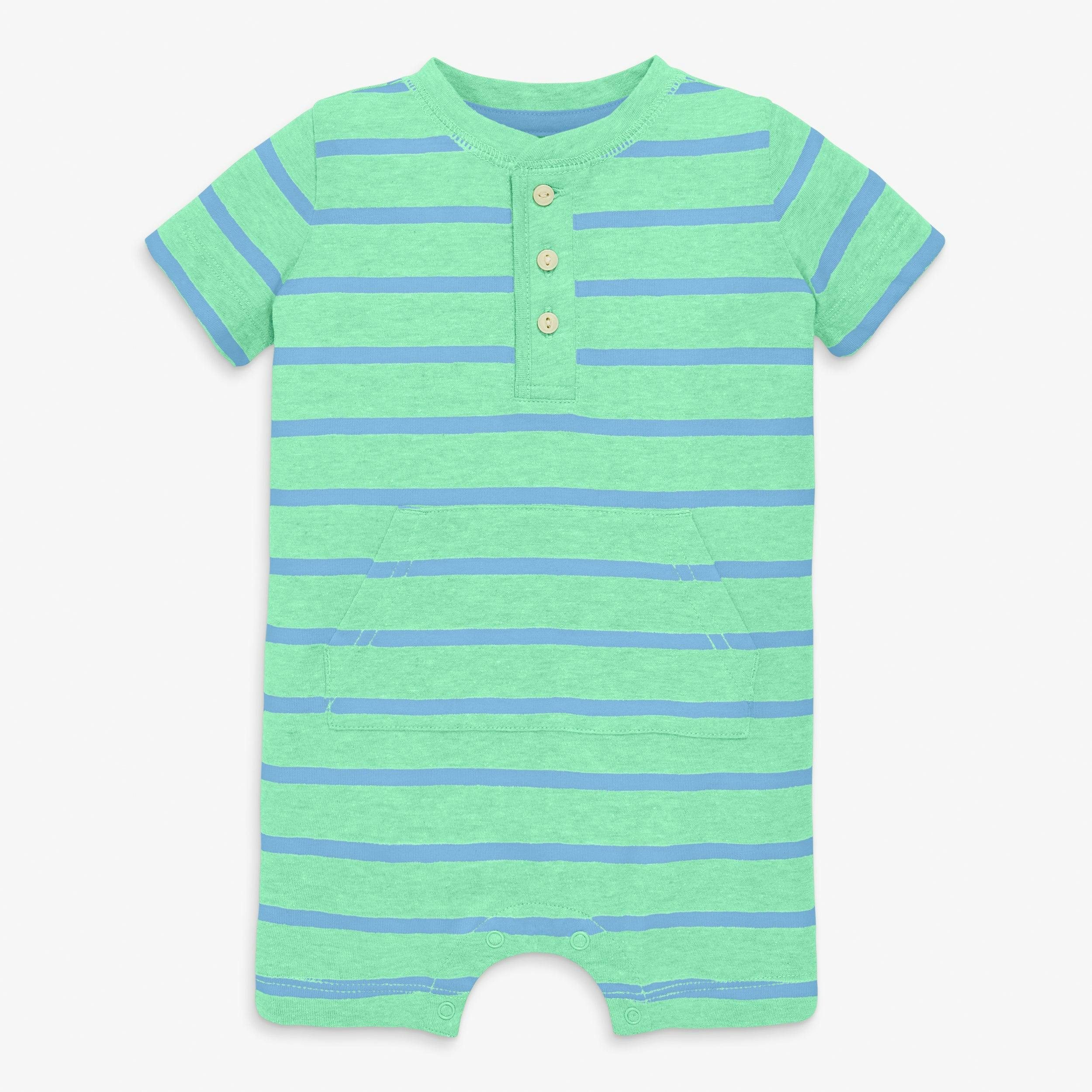 Baby heathered henley shortie in stripe