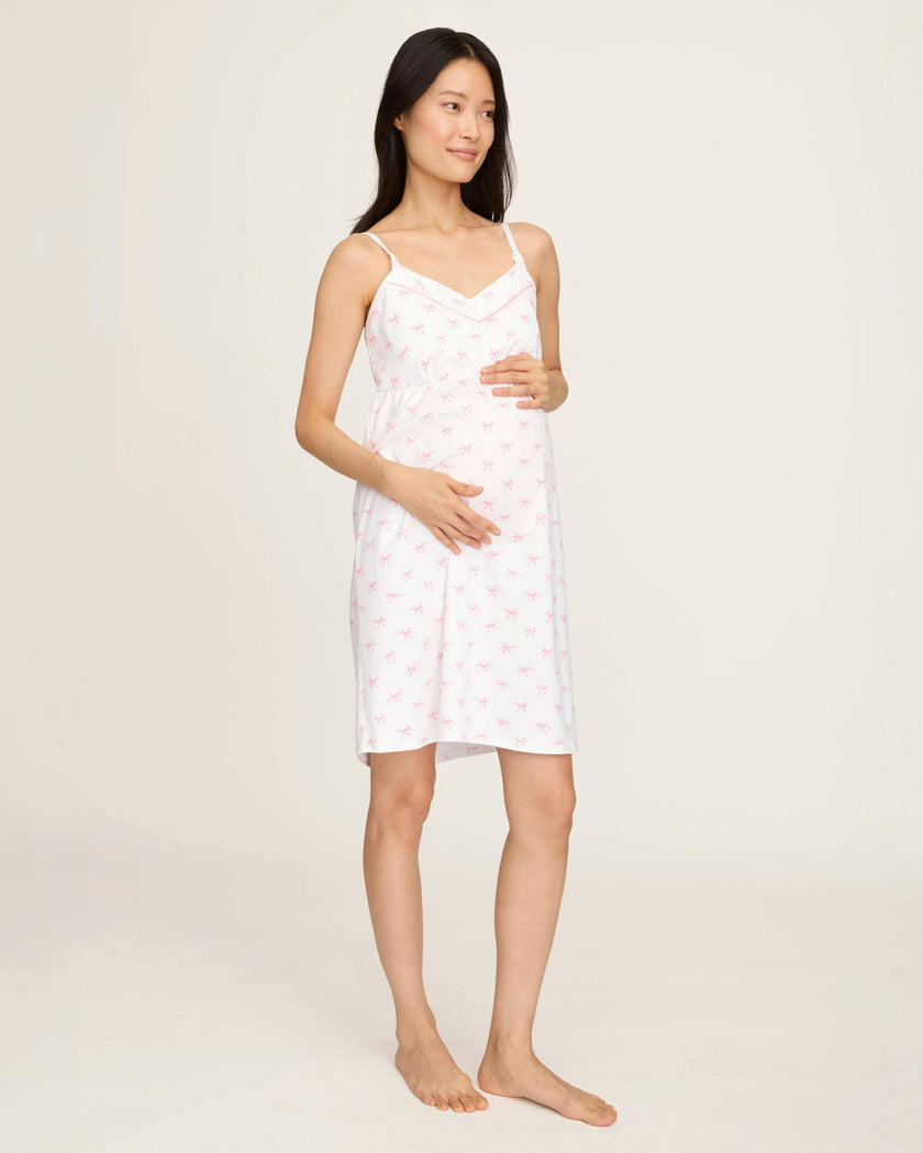 Women's Pima Maternity Nightgown in Blushing Bows
