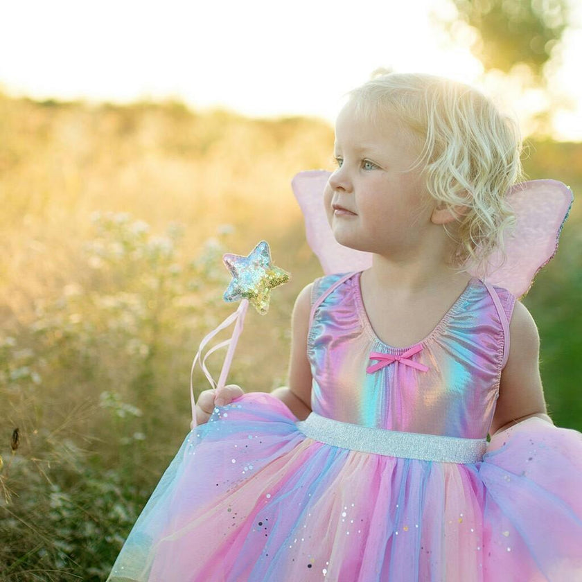 Rainbow Sequins Skirt w/Wings & Wand Size 5/6