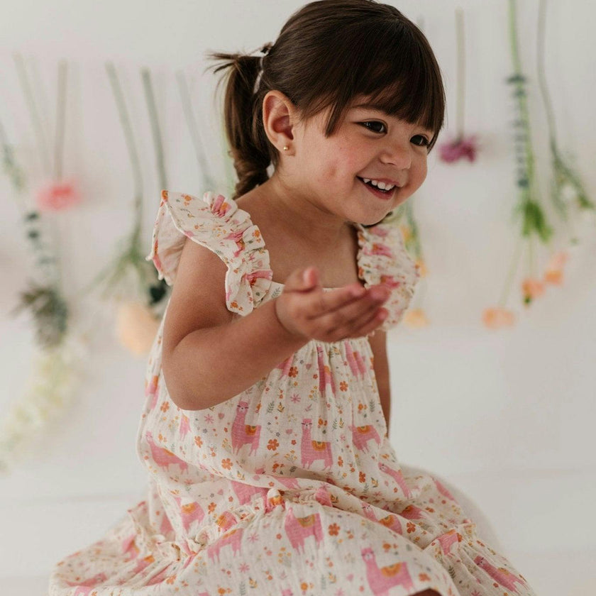 Girl's Drop-Waist Peplum Dress