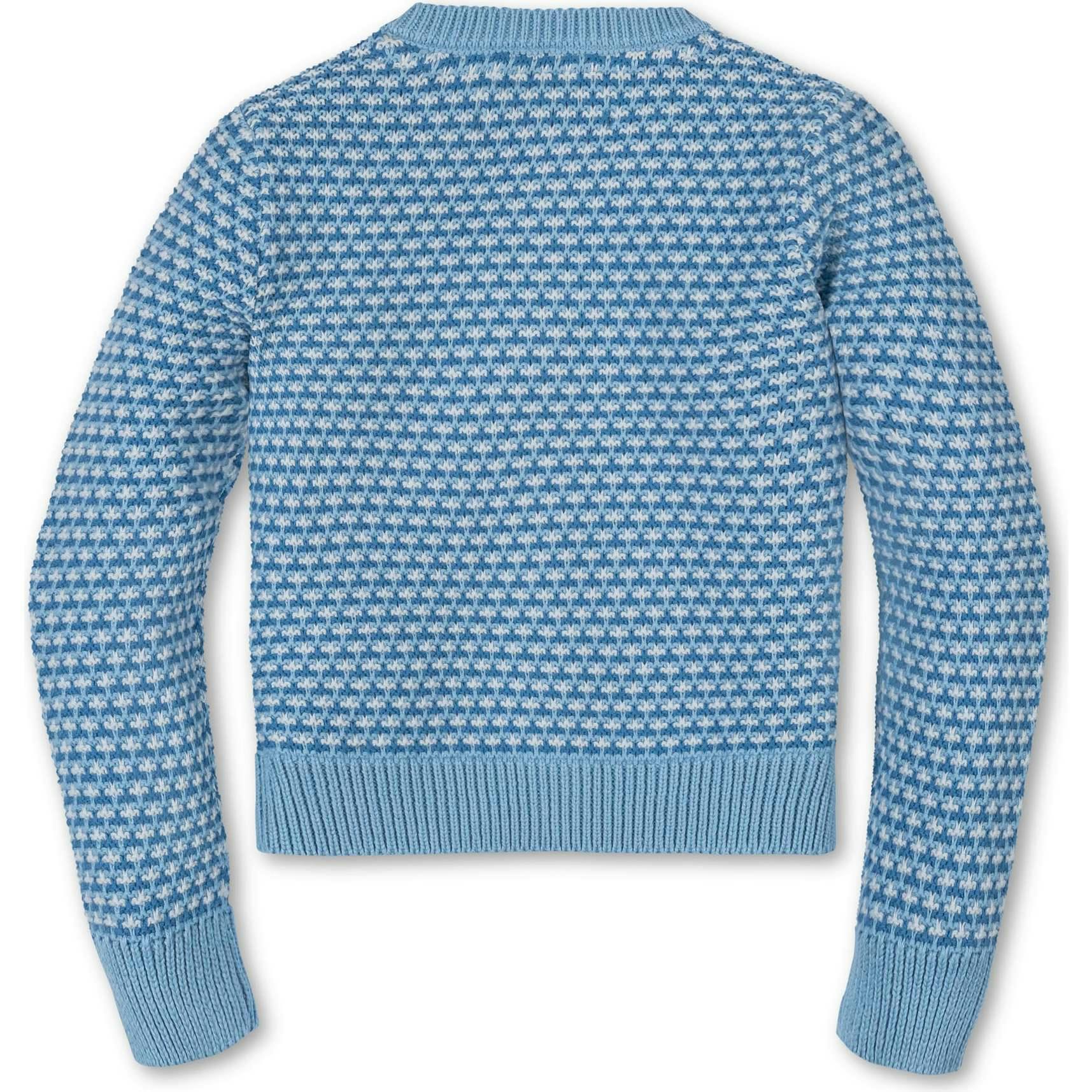Organic Tweed Stitch Bow Cardigan, Blue