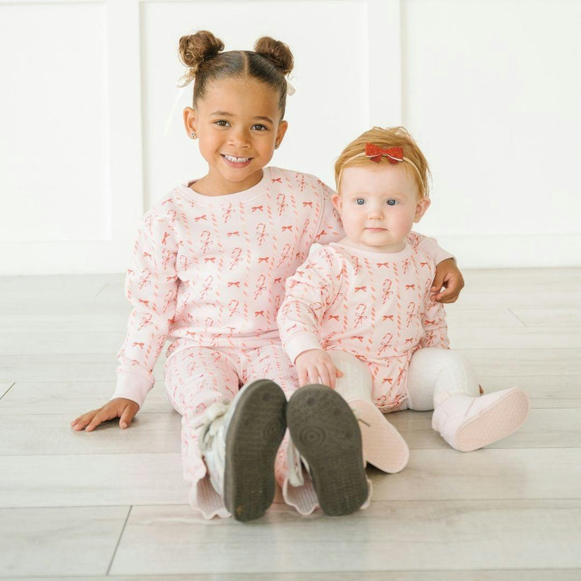 Candy Cane Lane Christmas Long Sleeve Romper