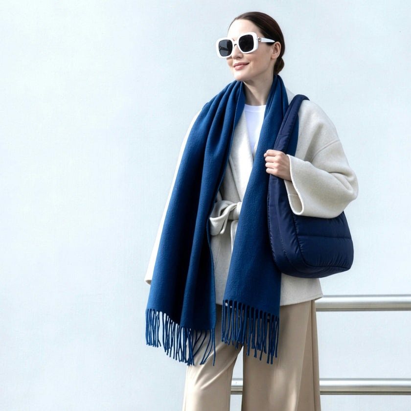 The Astra Puffy Tote with Removable Crossbody Strap in Navy