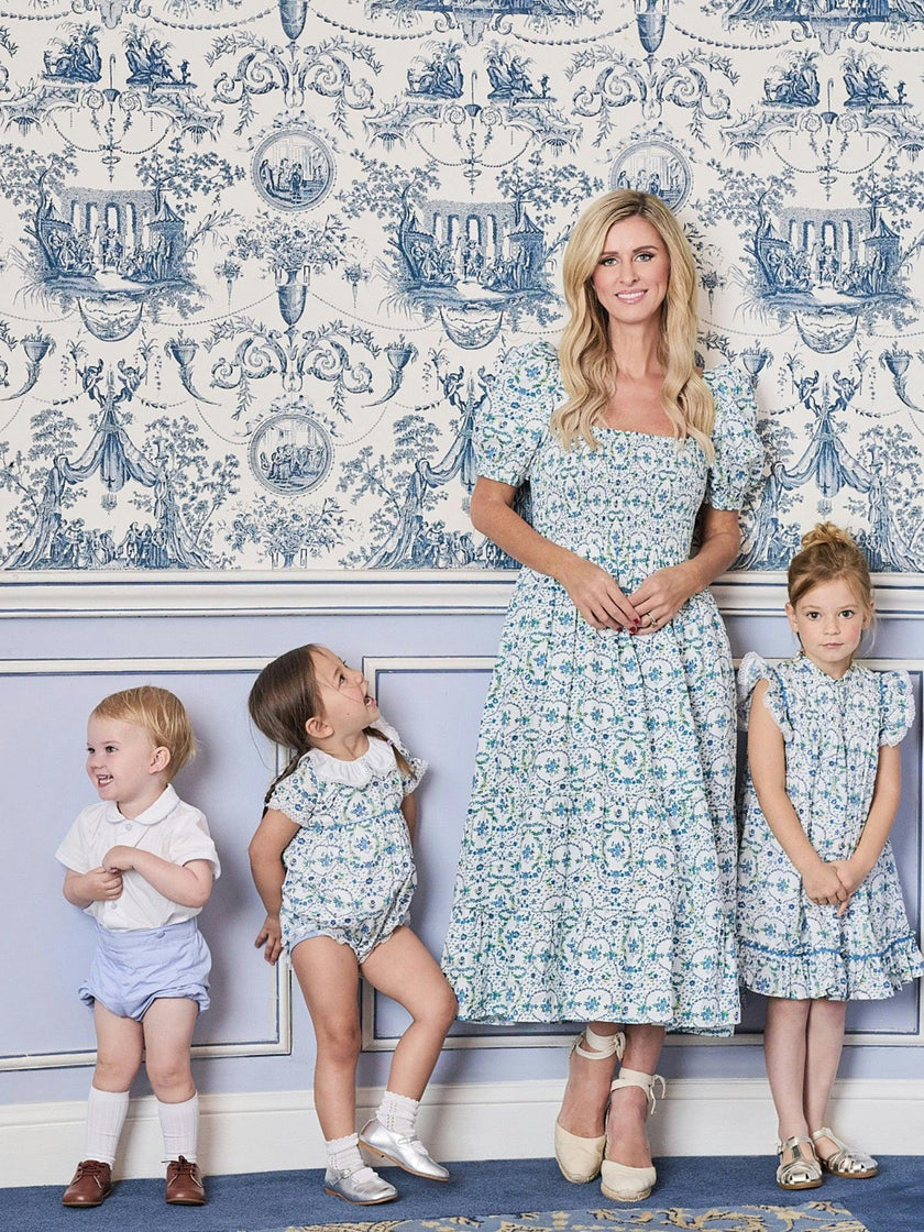 Nicky Hilton x La Coqueta Blue Bow Floral Lily-Grace Baby Girl Romper