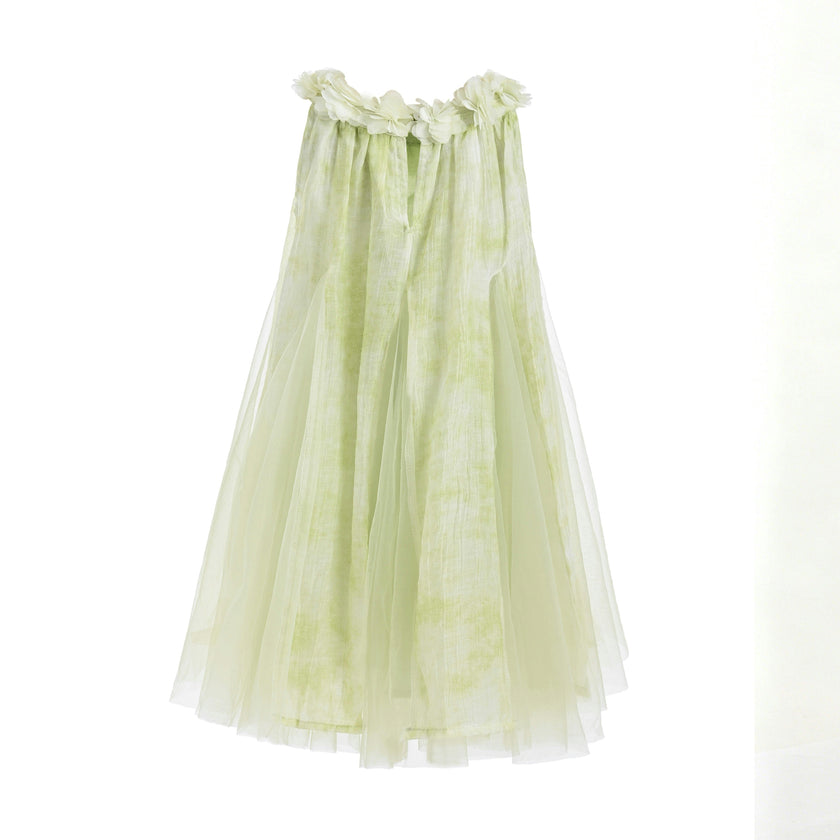 Green Solavie Floral Layered Dress