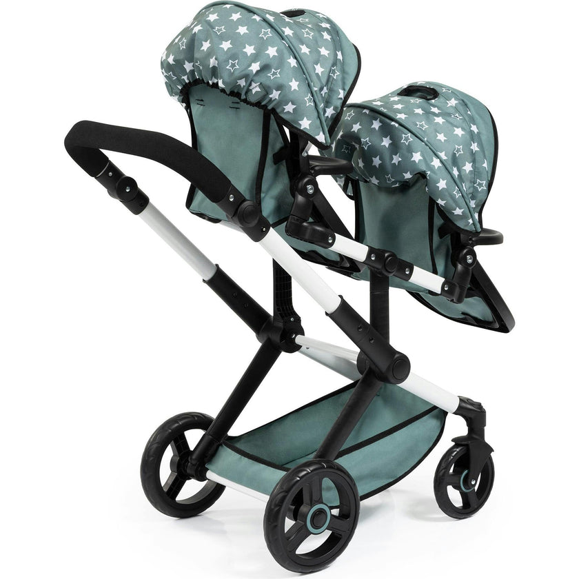 Bayer Design Dolls: Pram Xeo Twin - Green & White Stars