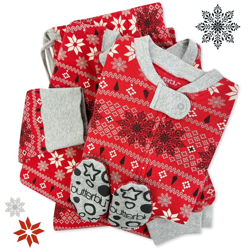 Matching Family Jammies Christmas Pajamas - Nordic Fair Isle Red