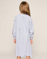 Girl's Twill Delphine Nightgown in Navy French Ticking