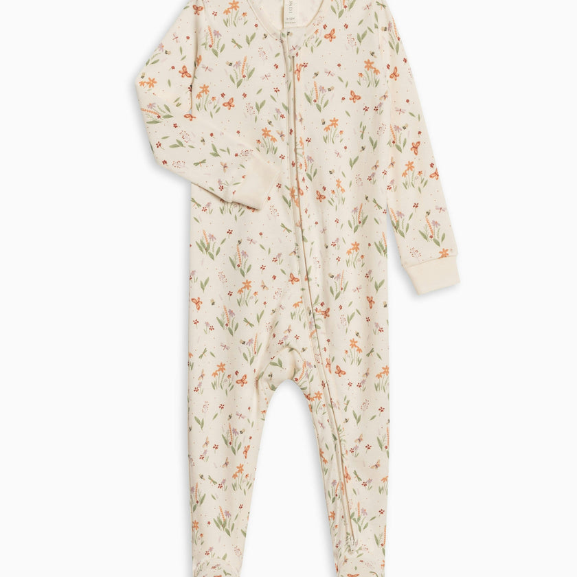 Peyton Zipper Sleeper - Butterfly / Fog + Mint
