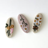 Embroidered Bouquet Hair Clip Set
