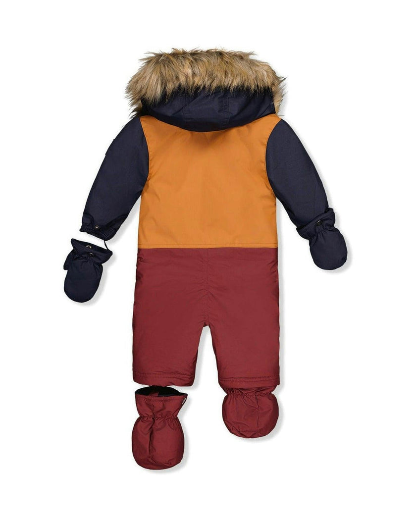 Baby One Piece Snowsuit Adapted For Car Seats Burgundy