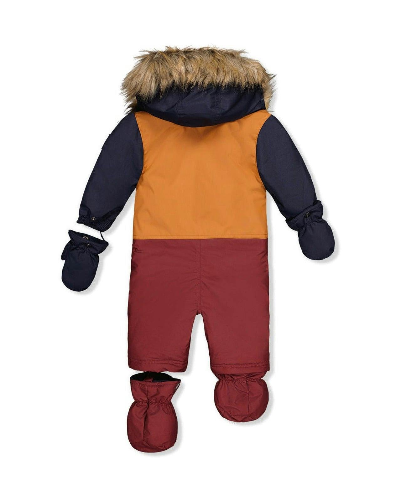 Baby One Piece Snowsuit Adapted For Car Seats Burgundy