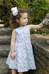 Print Dress with Back Bow