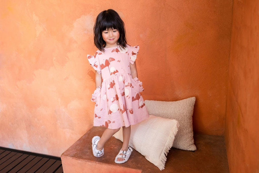 Girls Fit-N-Flare Box Pleats Sleeve Pocket Dress