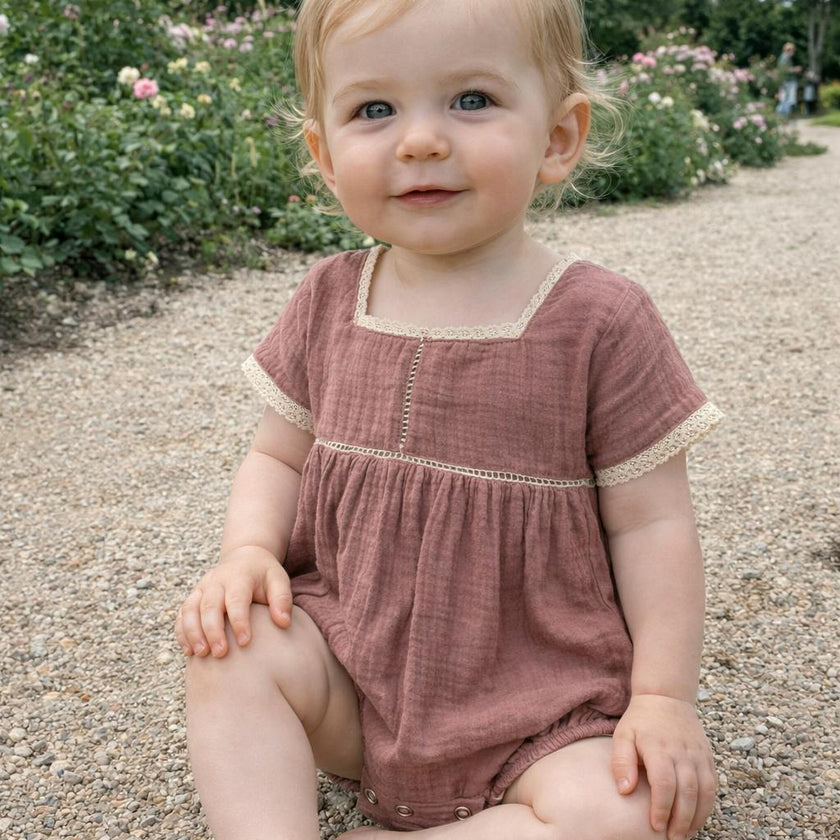 Gauze Crochet Romper