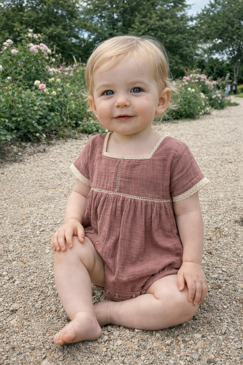 Gauze Crochet Romper