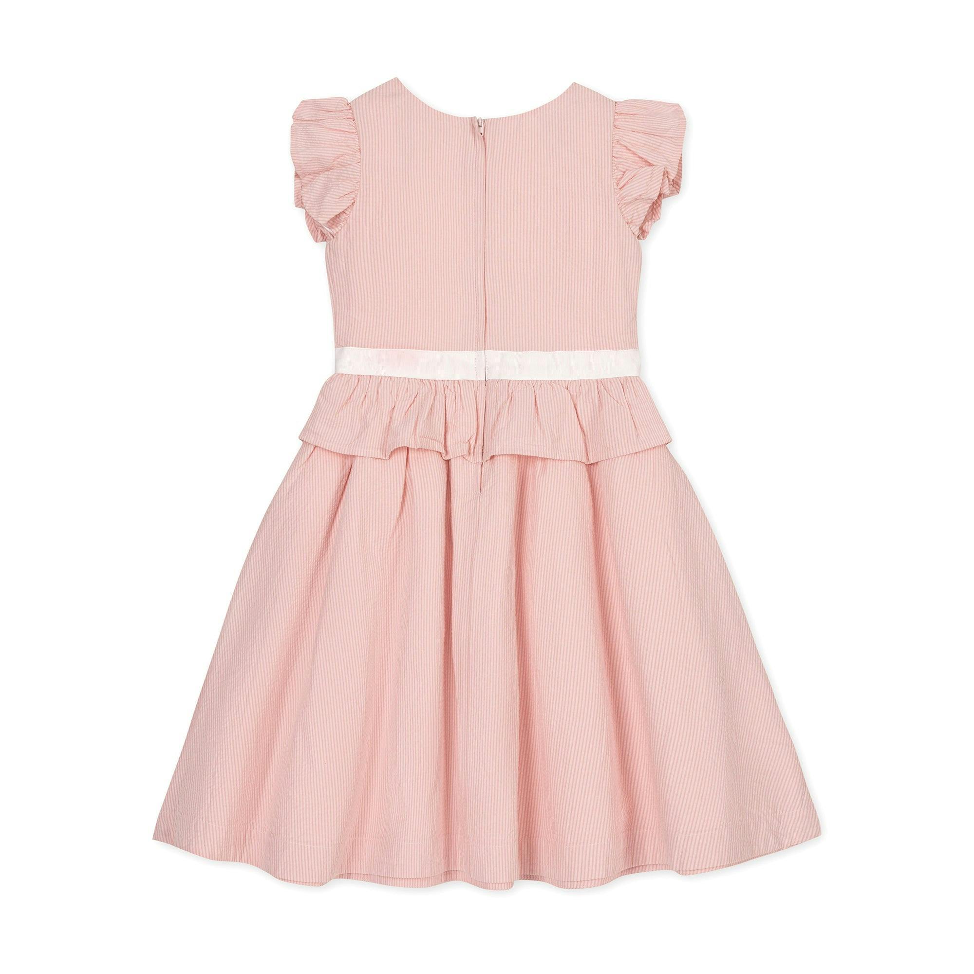 Organic Seersucker Ruffle Sleeve Peplum Dress