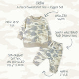 CREW 4-Piece Crew Neck Sweatshirt and Jogger Set
