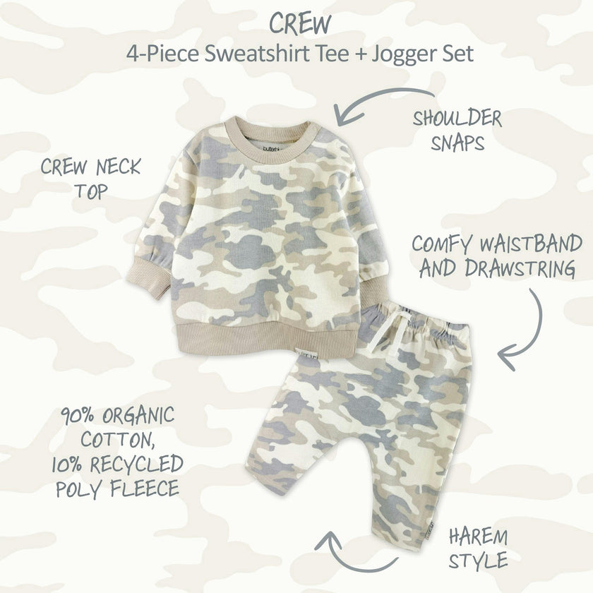 CREW 4-Piece Crew Neck Sweatshirt and Jogger Set