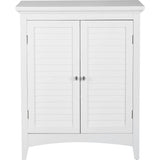 Glancy Free Standing Floor Storage Cabinet with Louvered Doors Adjustable Shelves