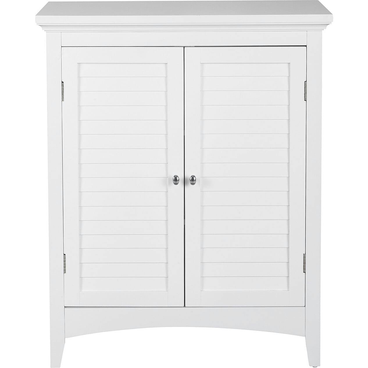 Glancy Free Standing Floor Storage Cabinet with Louvered Doors Adjustable Shelves