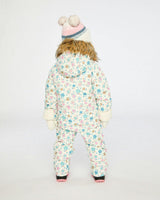 Baby Snug One Piece Snowsuit Adapted For Car Seats White With Floral Print