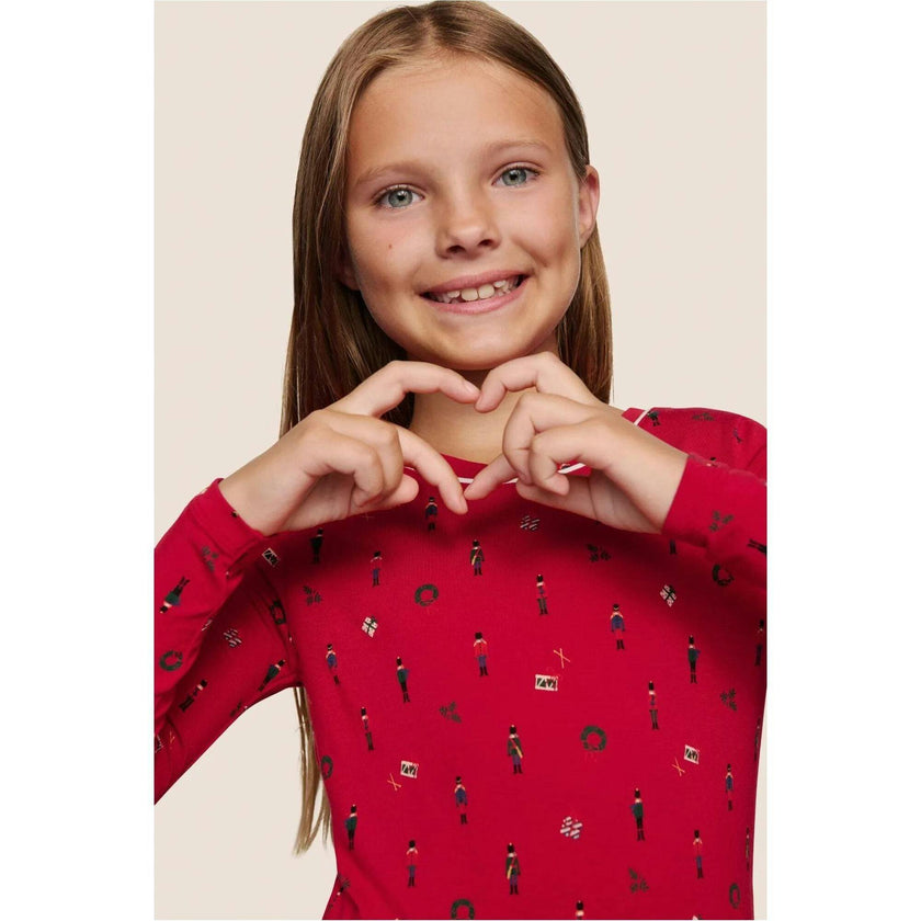 Kids Printed TENCEL Modal Unisex Long PJ Set, Red