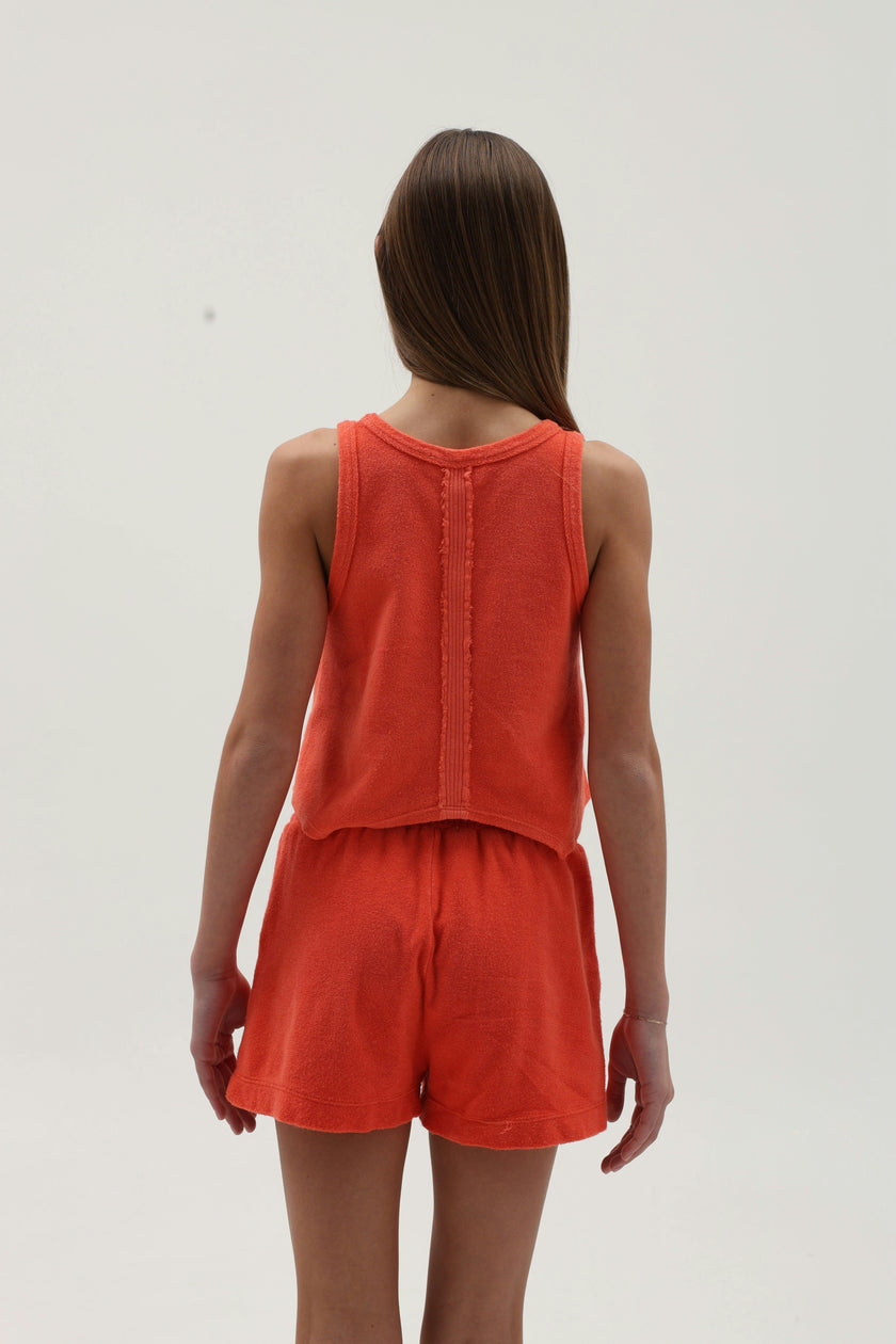 Terry Cloth Racerback Flutter Tank