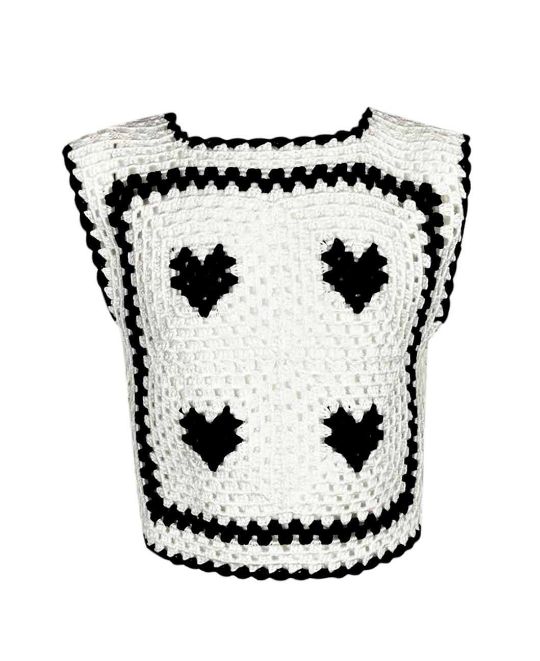 Bw Love Hand-Crochet Sleeveless Crop Top