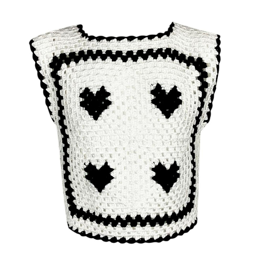 Bw Love Hand-Crochet Sleeveless Crop Top