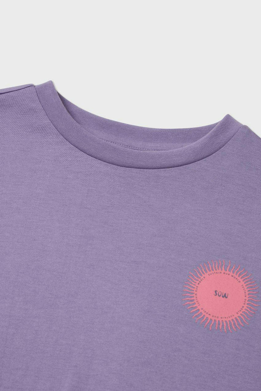 Relaxed Organic Cotton T-Shirt With SOW Sun Print
