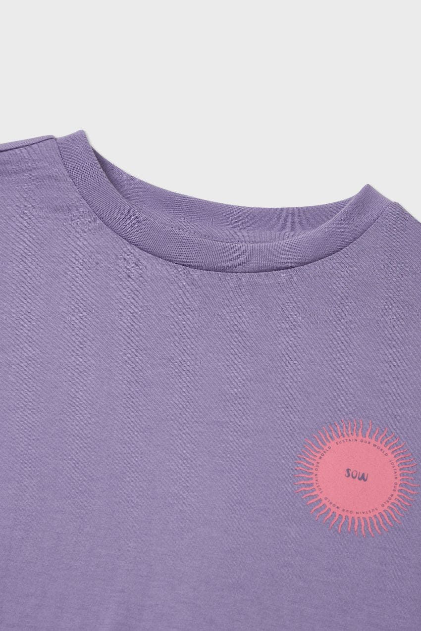 Relaxed Organic Cotton T-Shirt With SOW Sun Print