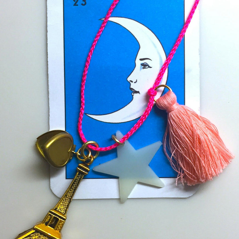 PARIS IS ALWAYS A GOOD IDEA WITH GLOW IN THE DARK STAR + HEART LOCKET NECKLACE